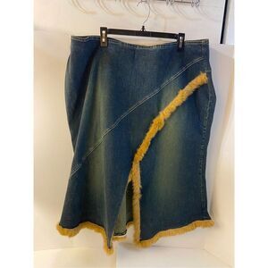 Gypsy denim jeans skirt fur trim size 22 rn#70853